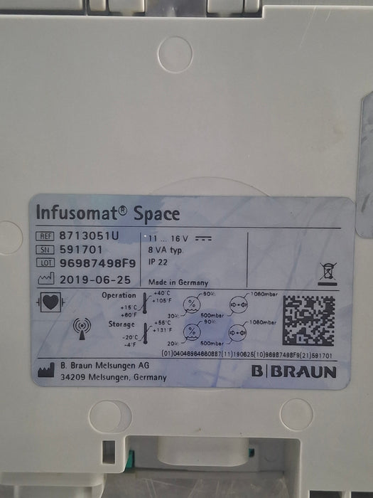 B. Braun Infusomat Space w/Pole Clamp & AC Adapter Infusion Pump
