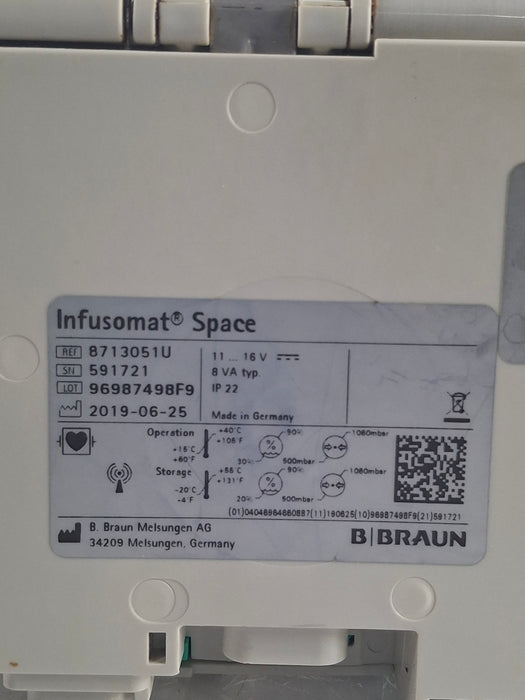 B. Braun Infusomat Space w/Pole Clamp & AC Adapter Infusion Pump