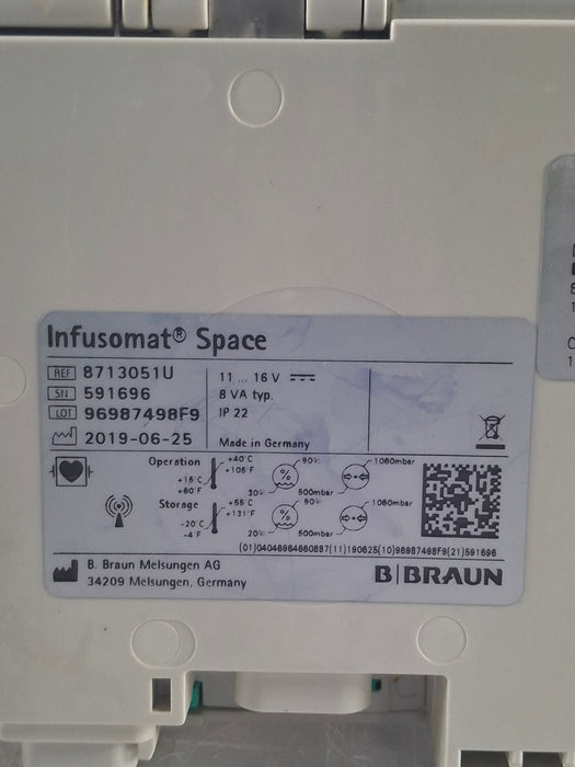 B. Braun Infusomat Space w/Pole Clamp & AC Adapter Infusion Pump