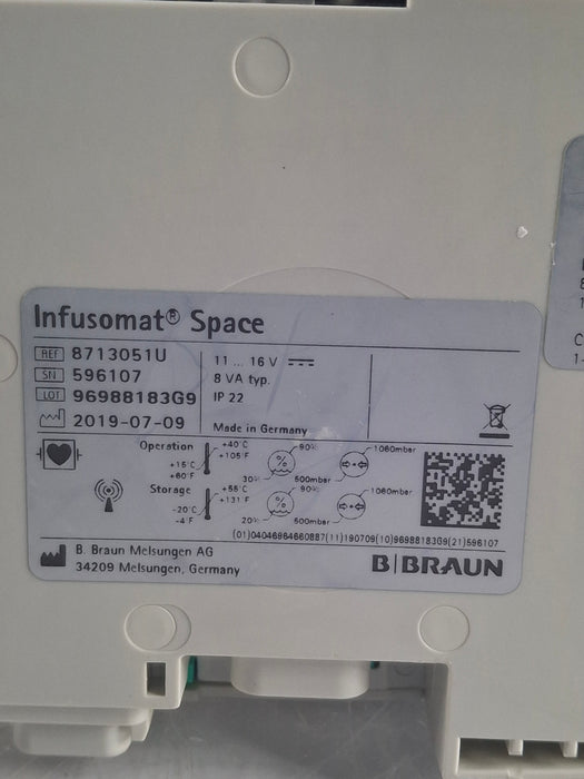 B. Braun Infusomat Space w/Pole Clamp & AC Adapter Infusion Pump