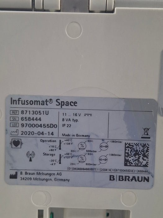 B. Braun Infusomat Space w/Pole Clamp & AC Adapter Infusion Pump