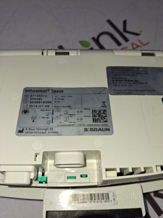 B. Braun Infusomat Space w/Pole Clamp & AC Adapter Infusion Pump