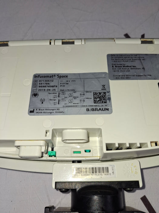 B. Braun Infusomat Space w/Pole Clamp & AC Adapter Infusion Pump