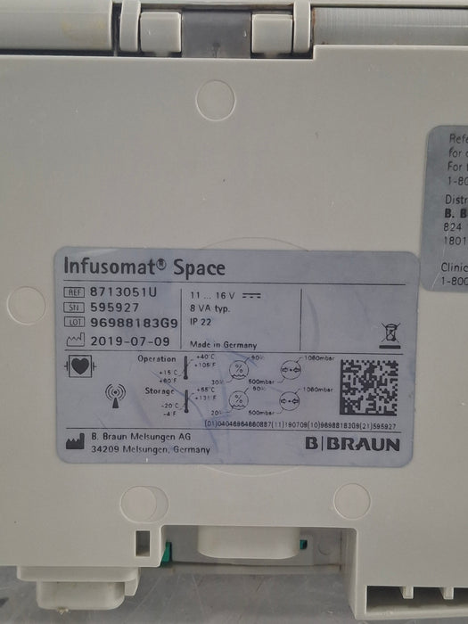 B. Braun Infusomat Space w/Pole Clamp & AC Adapter Infusion Pump