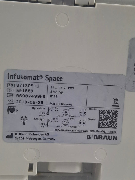 B. Braun Infusomat Space w/Pole Clamp & AC Adapter Infusion Pump
