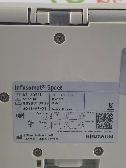 B. Braun Infusomat Space w/Pole Clamp & AC Adapter Infusion Pump