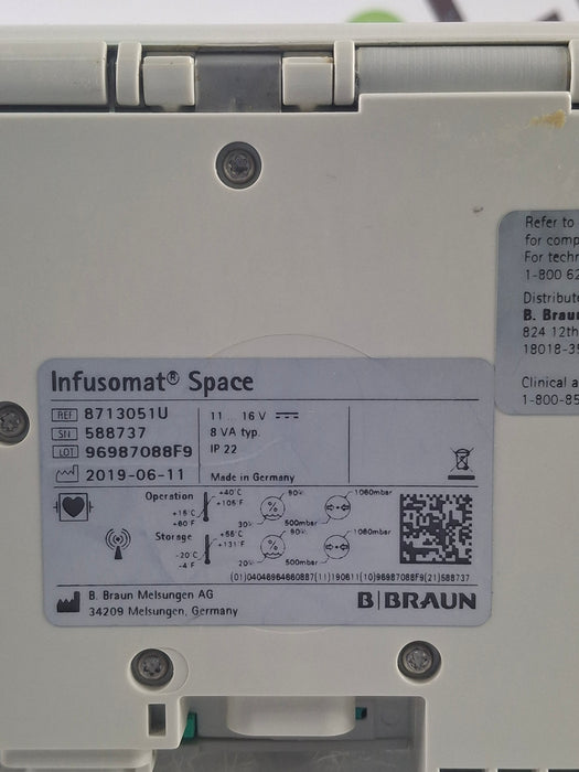 B. Braun Infusomat Space w/Pole Clamp & AC Adapter Infusion Pump