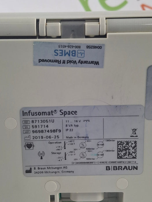B. Braun Infusomat Space w/Pole Clamp & AC Adapter Infusion Pump