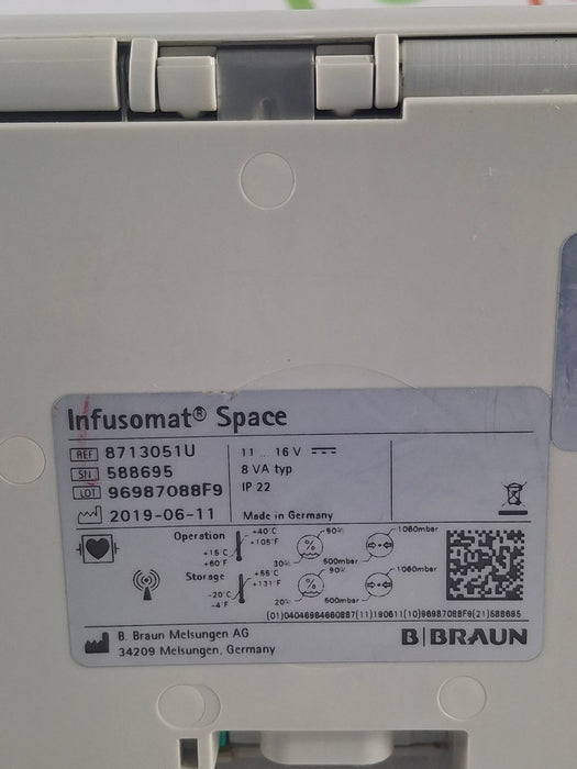 B. Braun Infusomat Space w/Pole Clamp & AC Adapter Infusion Pump