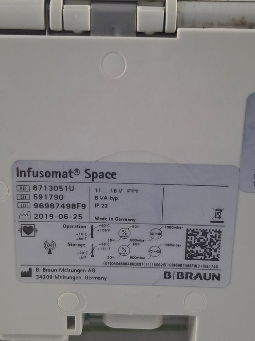 B. Braun Infusomat Space w/Pole Clamp & AC Adapter Infusion Pump