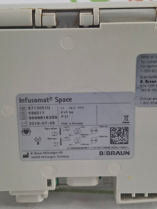 B. Braun Infusomat Space w/Pole Clamp & AC Adapter Infusion Pump