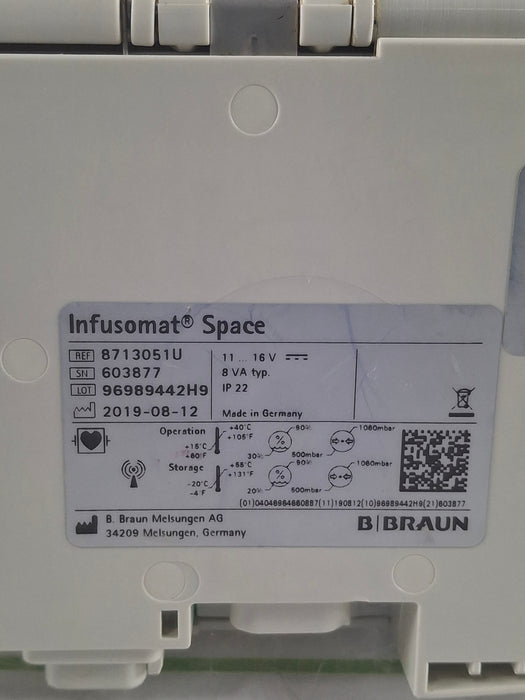 B. Braun Infusomat Space w/Pole Clamp & AC Adapter Infusion Pump