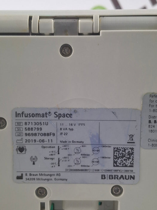 B. Braun Infusomat Space w/Pole Clamp & AC Adapter Infusion Pump
