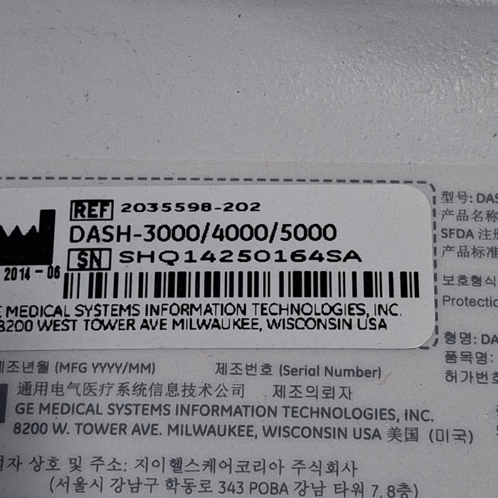 GE Healthcare Dash 4000 - Masimo SpO2 Patient Monitor
