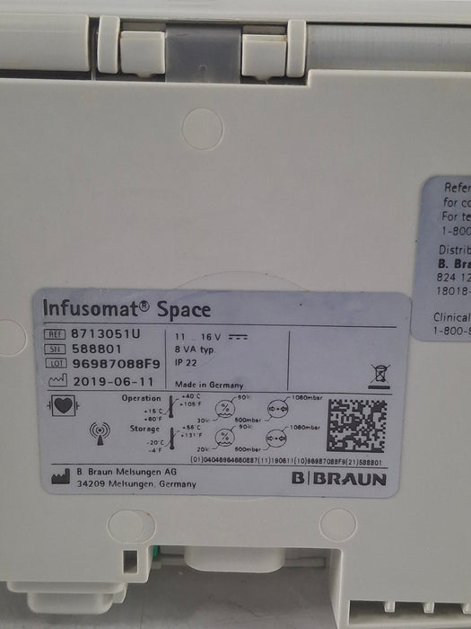B. Braun Infusomat Space w/Pole Clamp & AC Adapter Infusion Pump