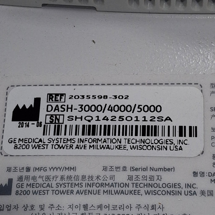 GE Healthcare Dash 5000 - Masimo SpO2 Patient Monitor