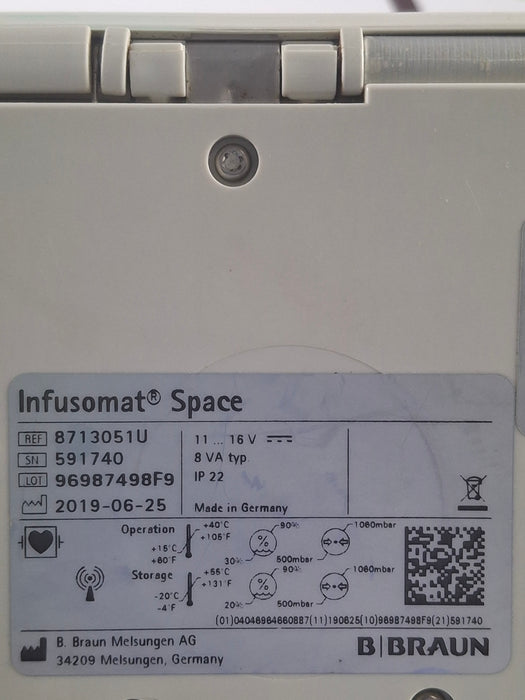 B. Braun Infusomat Space w/Pole Clamp & AC Adapter Infusion Pump
