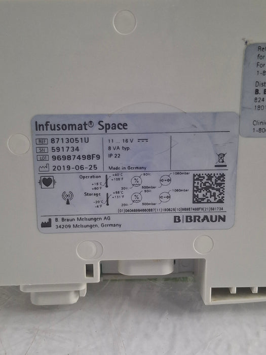 B. Braun Infusomat Space w/Pole Clamp & AC Adapter Infusion Pump
