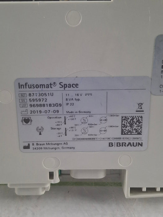 B. Braun Infusomat Space w/Pole Clamp & AC Adapter Infusion Pump