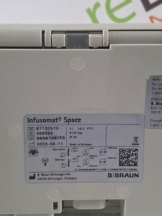 B. Braun Infusomat Space w/Pole Clamp & AC Adapter Infusion Pump