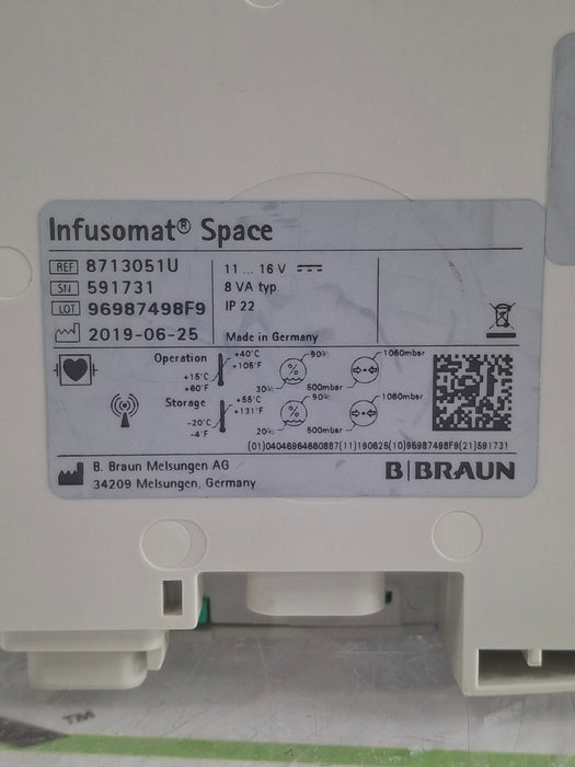 B. Braun Infusomat Space w/AC Adapter Infusion Pump