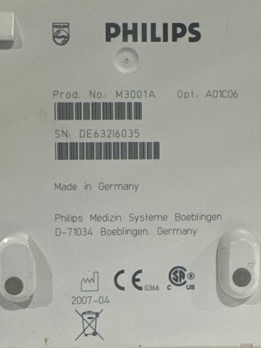Philips M3001A-A01C06 Fast SpO2, NIBP, ECG, Temp, IBP MMS Module