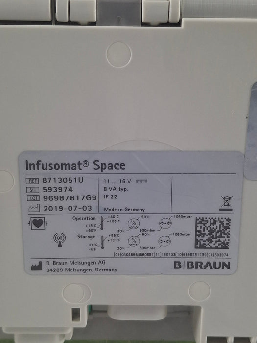 B. Braun Infusomat Space w/Pole Clamp & AC Adapter Infusion Pump