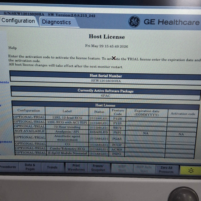 GE Healthcare Carescape B650 Post Anesthesia Care Patient Monitor