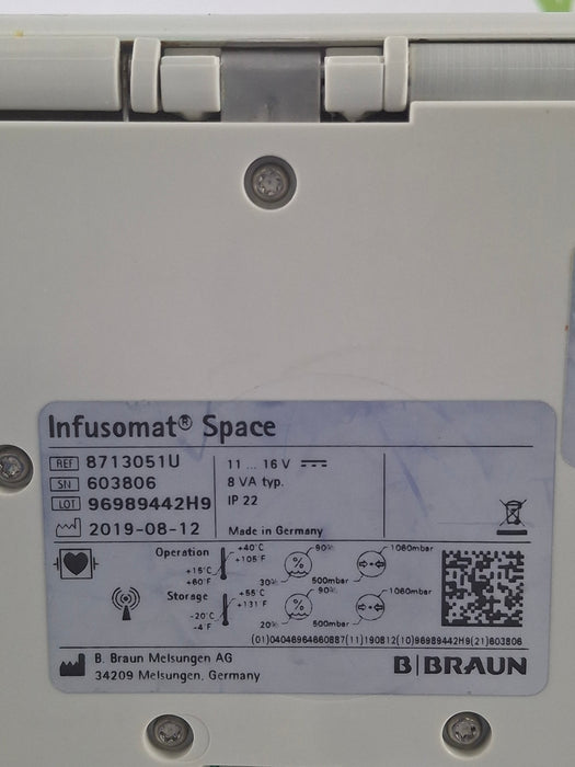 B. Braun Infusomat Space w/Pole Clamp & AC Adapter Infusion Pump