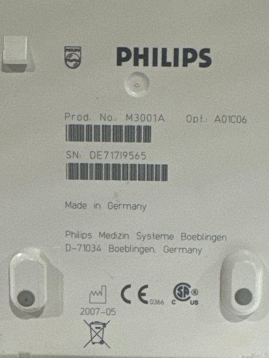 Philips M3001A-A01C06 Fast SpO2, NIBP, ECG, Temp, IBP MMS Module