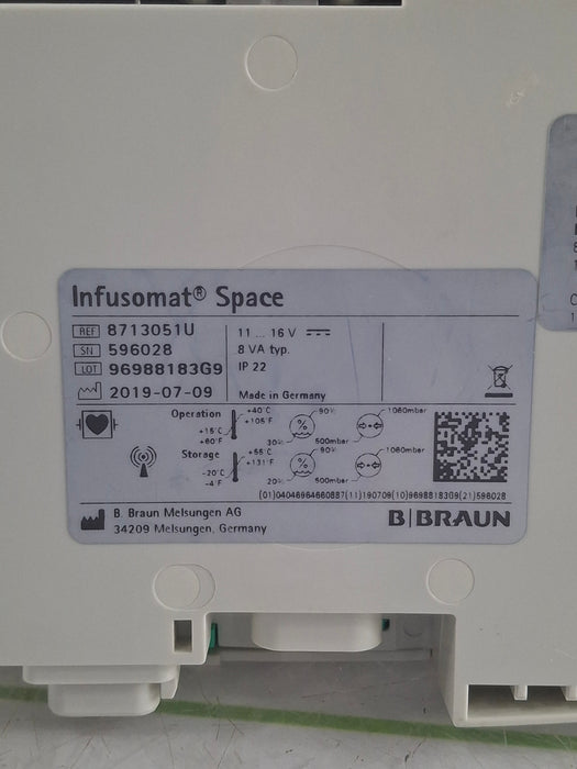 B. Braun Infusomat Space w/Pole Clamp & AC Adapter Infusion Pump