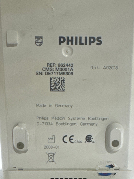 Philips M3001A-A02C18 OxiMax SpO2, NIBP, 12 lead ECG, Temp, IBP MMS Module