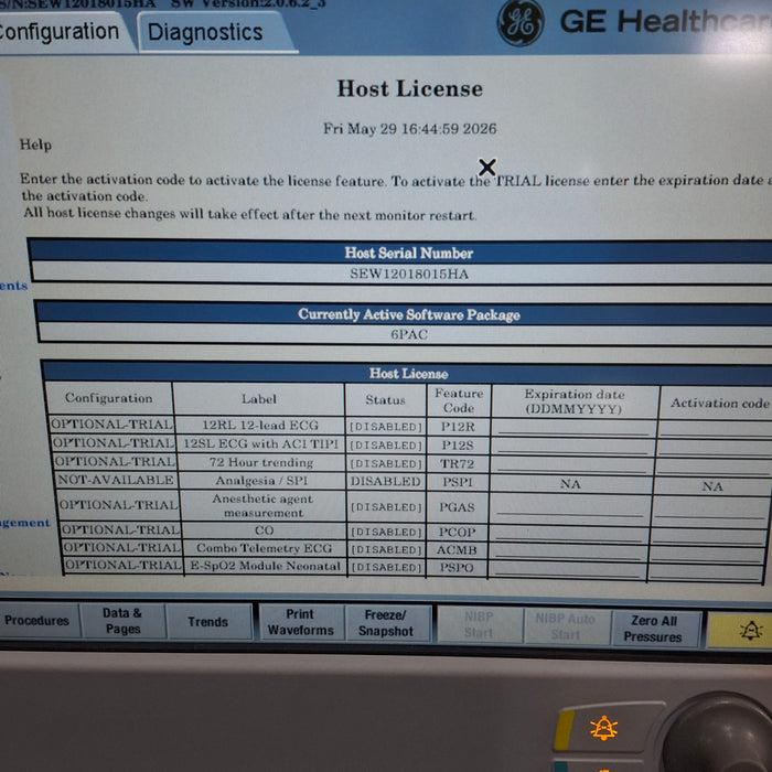 GE Healthcare Carescape B650 Post Anesthesia Care Patient Monitor