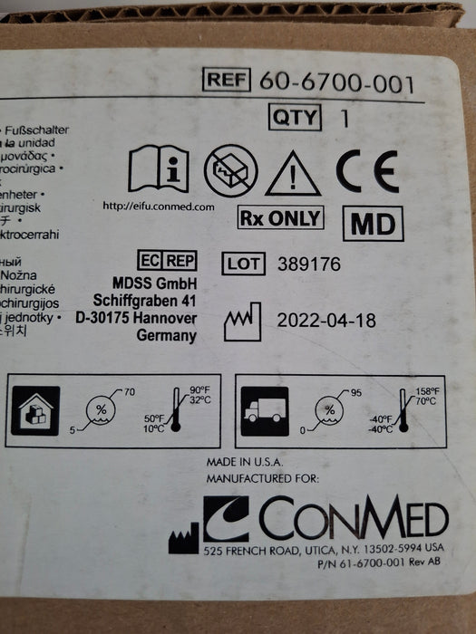 ConMed 60-6700-001 Footswitch