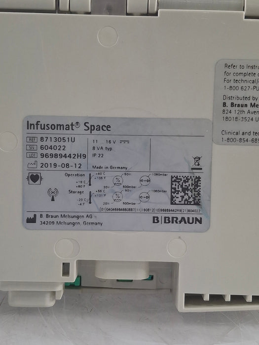 B. Braun Infusomat Space w/AC Adapter Infusion Pump