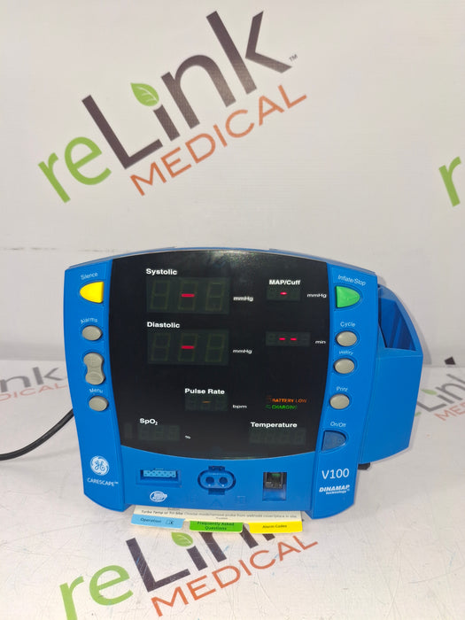 GE Healthcare Dinamap V100 - NIBP, SpO2, Temp Vital Signs Monitor