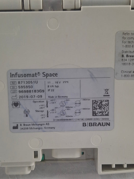B. Braun Infusomat Space w/AC Adapter Infusion Pump