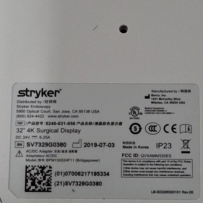 Stryker 32" 4K Surgical Display Monitor
