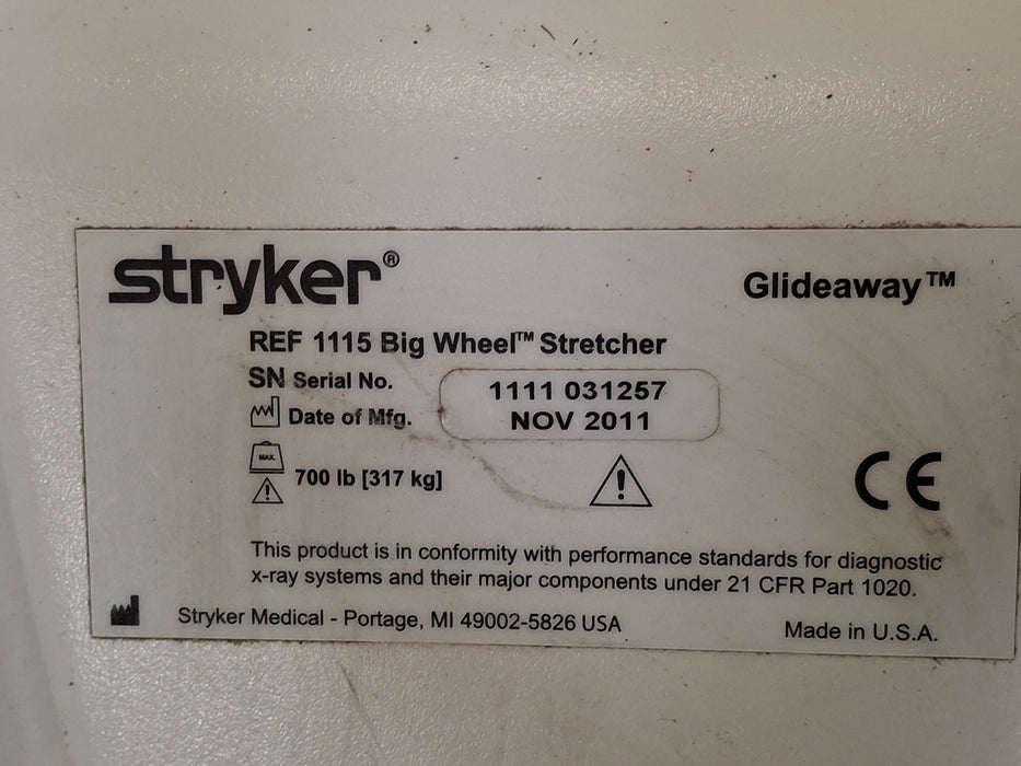 Stryker 1115 Big Wheel Glideaway Stretcher