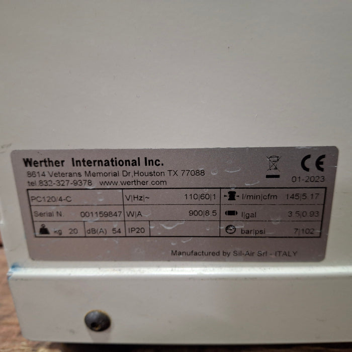 Werther International PC120/4-C 110V Ultra-Quiet Oilless Air Compressor
