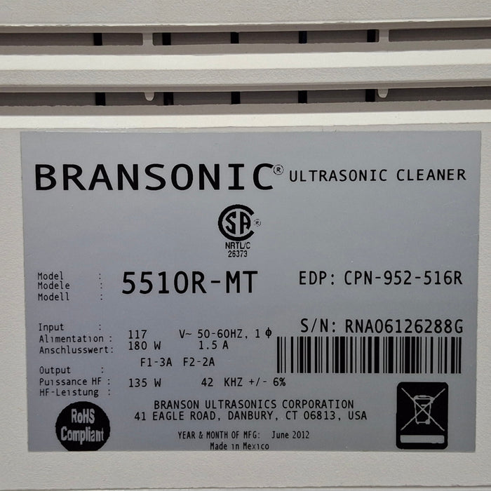 Branson Ultrasonics 5510 Ultrasonic Cleaner