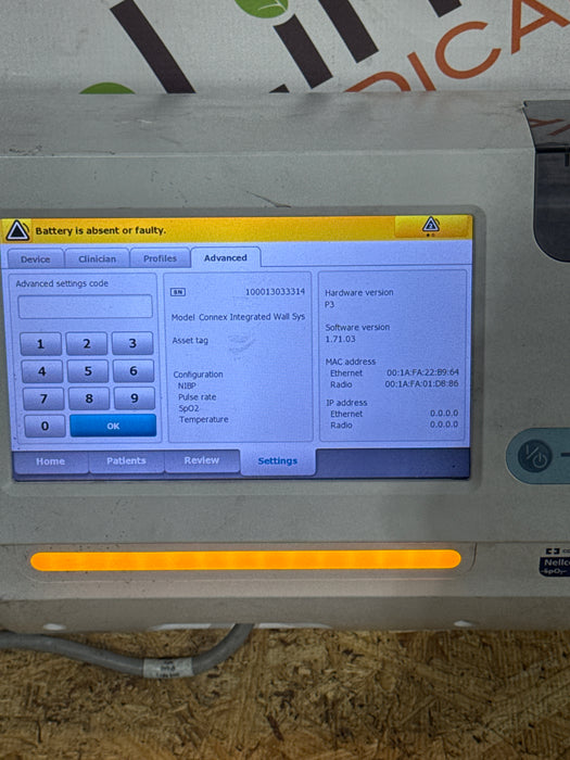 Welch Allyn 85NTVE Connex Integrated Wall System
