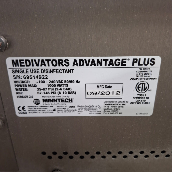 Medivators Advantage Plus Endoscope Reprocessor