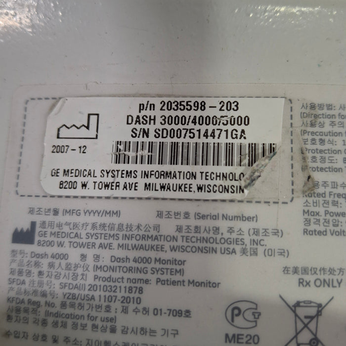 GE Healthcare GE Healthcare Dash 4000 - Masimo SpO2 Patient Monitor Patient Monitors reLink Online
