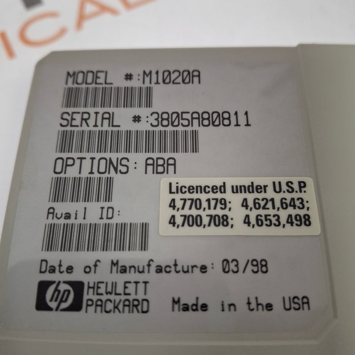 Hewlett Packard M1020A SpO2/PLETH Single Parameter Module