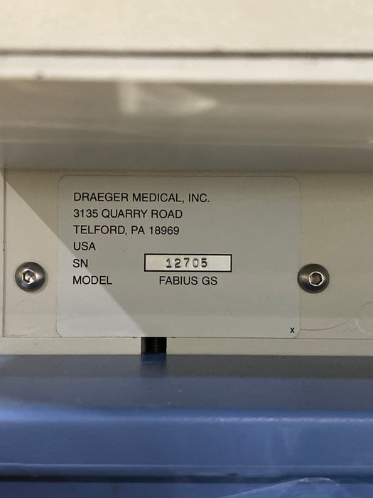 Draeger Medical Fabius GS Anesthesia Machine