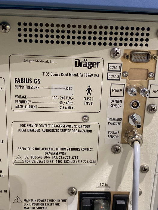 Draeger Medical Fabius GS Anesthesia Machine
