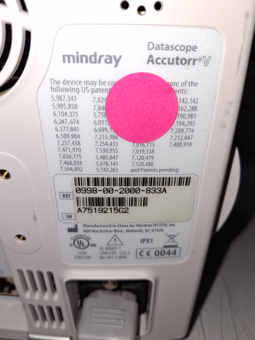 Mindray Datascope Accutorr V Vital Signs Monitor