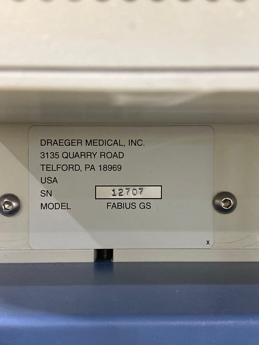 Draeger Medical Fabius GS Anesthesia Machine