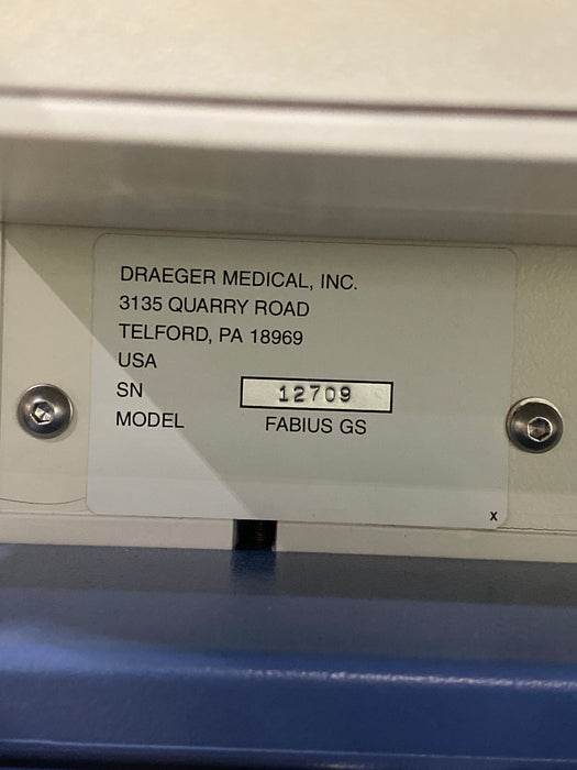 Draeger Medical Fabius GS Anesthesia Machine